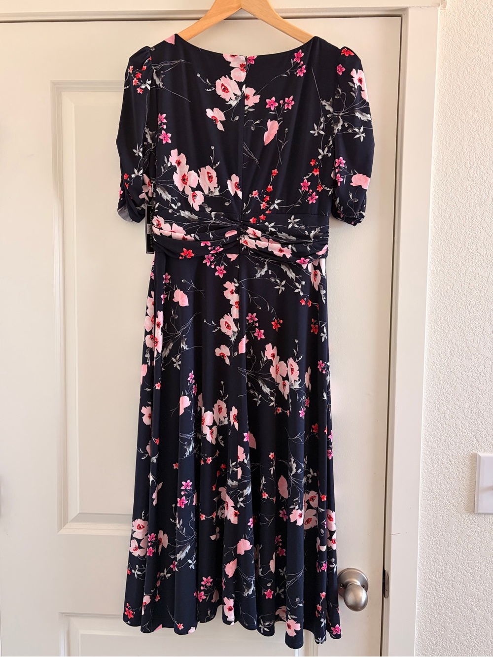 Jessica Howard Black Midi Dress with Pink Floral Print - Picture 4 of 6